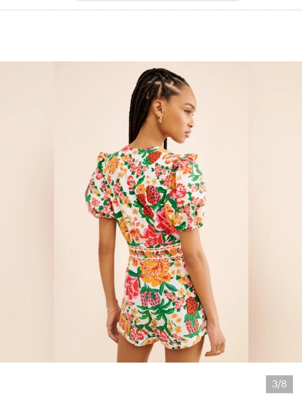 Farm Rio Floral & Strawberry Print V-Neck Dress in Multi Women’s XS - Picture 3 of 6